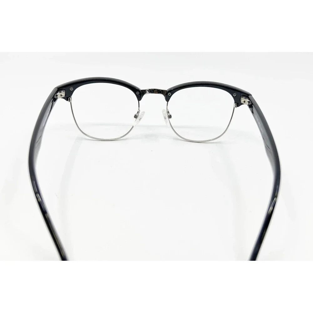 EyeBuyDirect Eyeglass Frames Unisex Black Silver Browline Coexist 49-21-142 C1